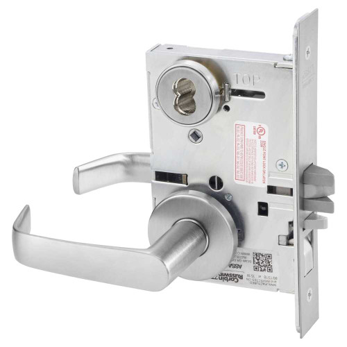 Corbin Russwin ML2051 NSA 626 CL7 Entrance or Office Mortise Lock NS Lever A Rose 7-Pin LFIC Less Core Satin Chrome ML2051 NSA 626 CL7