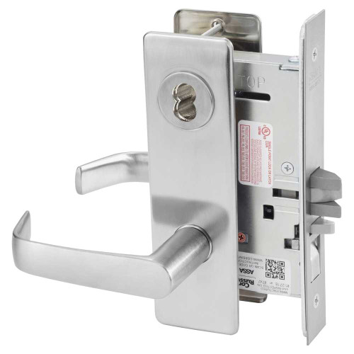 Corbin Russwin ML2051 NSM 626 CL6 Entrance or Office Mortise Lock NS Lever M Escutcheon 6-Pin LFIC Less Core Satin Chrome ML2051 NSM 626 CL6