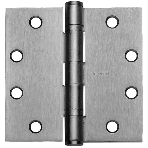 Stanley FBB179 5X5 26D Five Knuckle Ball Bearing Architectural Hinge Steel Full Mortise Standard Weight 5 by 5 Square Corner Satin Chrome