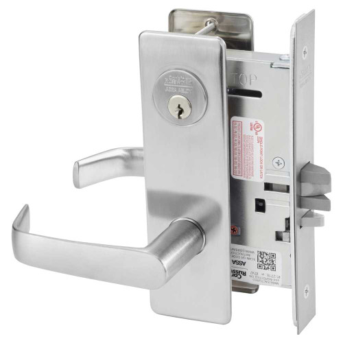 Corbin Russwin ML2057 NSM 630 D214 ML2000 Series Mortise lockset Single Cylinder Storeroom Function NL Lever M Escutcheon 1-3/4 Door Thickness Option Satin Stainless Steel ML2057 NSM 630 D214