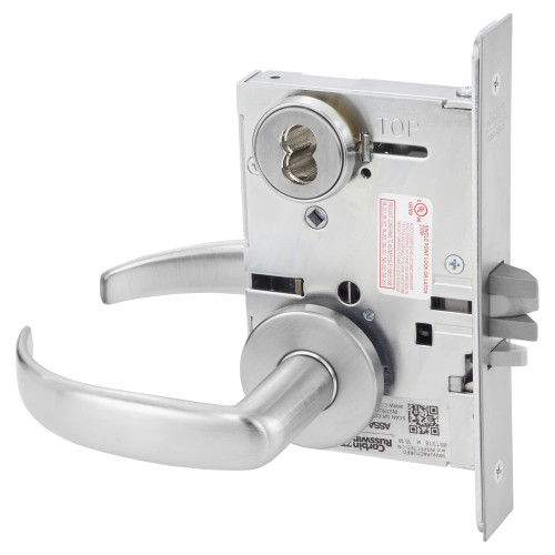 Corbin Russwin ML2057 PSA 630 CL6 Storeroom or Closet Mortise Lock PS Lever A Rose 6-Pin LFIC Less Core Satin Stainless Steel