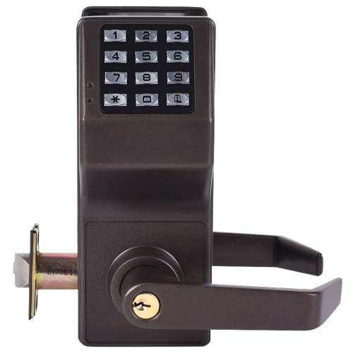 Alarm Lock DL5200 US10B Pushbutton Cylindrical Door Lock Double Sided 100 Users Weatherproof Straight Lever Oil Rubbed Bronze