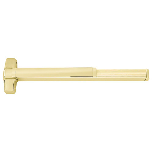 Von Duprin RX9947WDCL-NL-02-F 4 US4 RHR Grade 1 Concealed Vertical Rod Exit Bar for Wood Doors 48 Device Fire Rated Night Latch Function 02 Lever with Escutcheon Trim Request to Exit Switch Less Dogging Satin Brass Finish Field Reversible