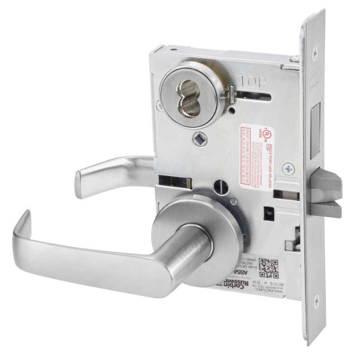 Corbin Russwin ML2065 NSA 626 CL6 Dormitory or Entrance Mortise Lock NS Lever A Rose 6-Pin LFIC Less Core Satin Chrome ML2065 NSA 626 CL6