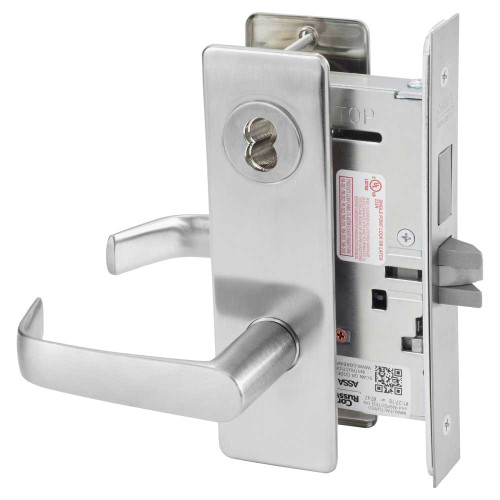 Corbin Russwin ML2065 NSM 626 CL6 Dormitory or Entrance Mortise Lock NS Lever M Escutcheon 6-Pin LFIC Less Core Satin Chrome ML2065 NSM 626 CL6