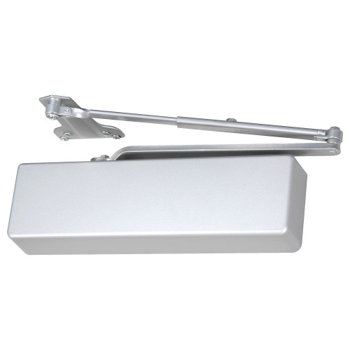 Norton 7500DA 689 Grade 1 Tri Mount Door Closer Push or Pull Side Regular Arm Size 1 to 6 Delayed Action Plastic Cover Aluminum Painted Finish Non-Handed