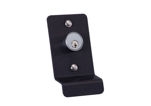 Detex 03P 711 W-CYL KA P Pull Plate with Cylinder Hole for Value Series Devices with Cylinder Satin Black Anodized Aluminum
