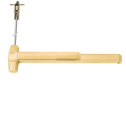 Von Duprin RXQEL9947EO 4 US3 LBR Grade 1 Concealed Vertical Rod Exit Bar Wide Stile Pushpad 48 Device 80 to 100 Door Height Exit Only Less Bottom Rod Motorized Latch Retraction Request to Exit Switch Less Dogging Bright Brass Finish Field Reversible RXQEL9947EO 4 US3 LBR