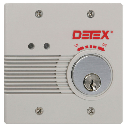 Detex EAX-2500S GRAY W-CYL KA EAX-2500 Series - Wall Mount Surface Mount AC/DC Powered Alarm EA-561 Warning Sign and Black Box Included with Cylinder Gray