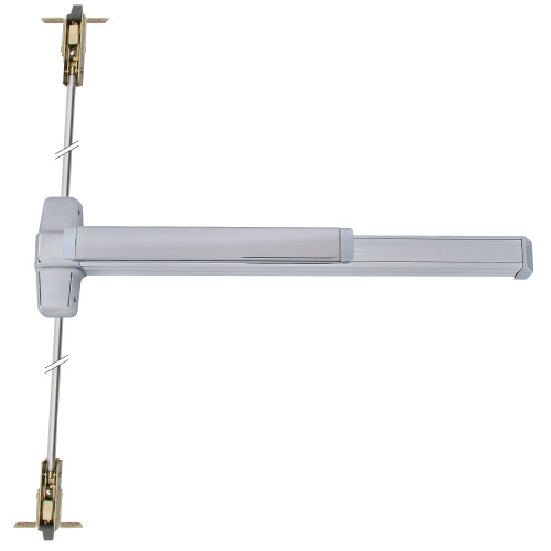 Von Duprin LD9947L-03 4 US28 RHR Grade 1 Concealed Vertical Rod Exit Bar Wide Stile Pushpad 48 Device 80 to 100 Door Height Classroom Function 03 Lever with Escutcheon Less Dogging Satin Aluminum Clear Anodized Finish Field Reversible