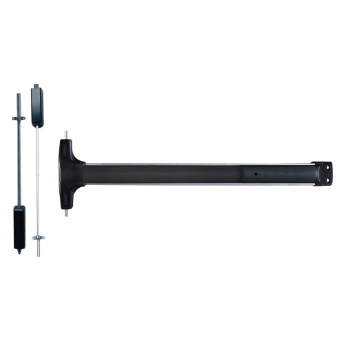 Detex V50 HD 628 96 48X96 Value Series Wide Stile Surface Vertical Rod Exit Device Hex Dogging 96 Surface Strike 48 In Device for 96 In Door Height Satin Aluminum Clear Anodized V50 HD 628 96 48X96