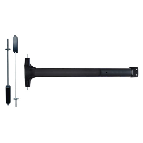 Detex V50 HD 711 96 36X84 Value Series Wide Stile Surface Vertical Rod Exit Device Hex Dogging 96 Surface Strike 36 In Device for 84 In Door Height Satin Black Anodized Aluminum V50 HD 711 96 36X84