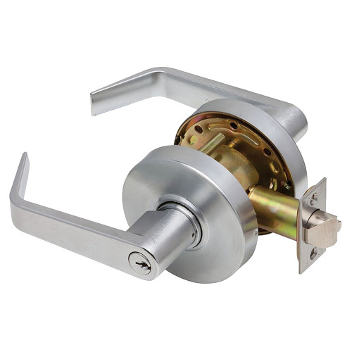 Dexter C1000-ASYL-R-626-KDC Grade 1 Double Cylinder Asylum Cylindrical Lock Clutching Regular Lever 3-7/16 Rose Diameter Conventional Cylinder Satin Chrome Finish Non-Handed