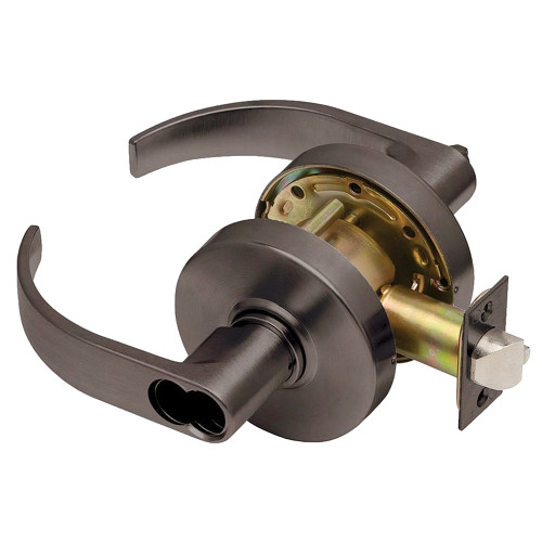 Dexter C1000-ENTR-C-613-SFIC Grade 1 Entry/Office Cylindrical Lock Clutching Curved Lever 3-7/16 Rose Diameter SFIC Prep Less Core Oil-Rubbed Bronze Finish Non-Handed