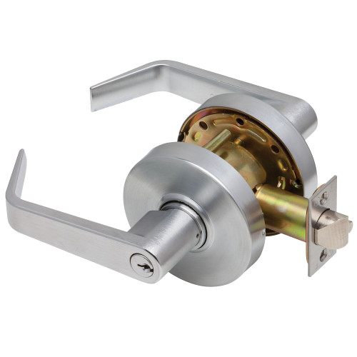 Dexter C2000-CL-CLRM-R-626-KDC Grade 2 Classroom Cylindrical Lock Clutching Regular Lever 3 Rose Diameter Conventional Cylinder Satin Chrome Finish Non-Handed