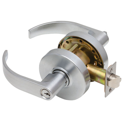 Dexter C2000-CLRM-C-626-KDC Grade 2 Classroom Cylindrical Lock Non-Clutching Curved Lever 3 Rose Diameter Conventional Cylinder Satin Chrome Finish Non-Handed