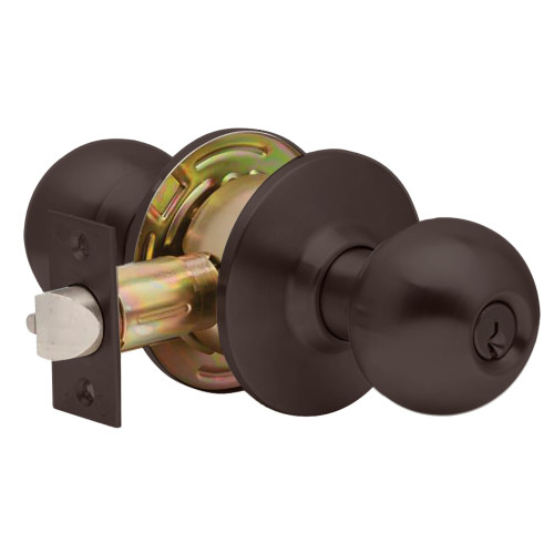 Dexter C2000-ENTR-B-613-KDC Grade 2 Entry/Office Cylindrical Lock Non-Clutching Ball Knob 3 Rose Diameter Conventional Cylinder Oil-Rubbed Bronze Finish Non-Handed