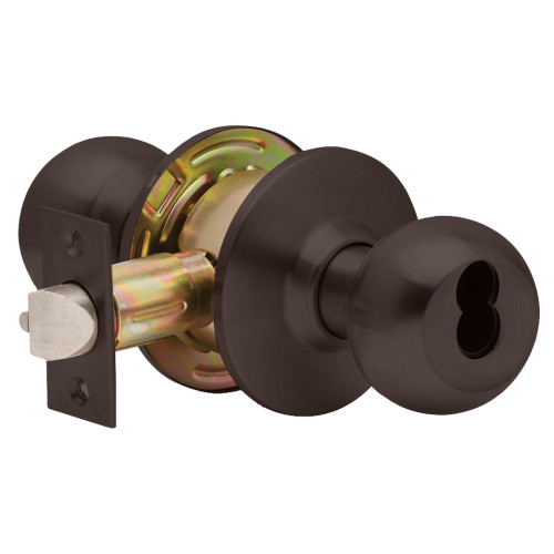 Dexter C2000-ENTR-B-613-SFIC Grade 2 Entry/Office Cylindrical Lock Non-Clutching Ball Knob 3 Rose Diameter SFIC Prep Less Core Oil-Rubbed Bronze Finish Non-Handed