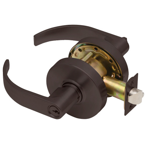 Dexter C2000-ENTR-C-613-KDC Grade 2 Entry/Office Cylindrical Lock Non-Clutching Curved Lever 3 Rose Diameter Conventional Cylinder Oil-Rubbed Bronze Finish Non-Handed