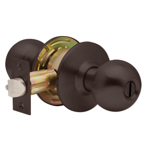 Dexter C2000-PRIV-B-613 Grade 2 Privacy Cylindrical Lock Non-Clutching Ball Knob 3 Rose Diameter Non-Keyed Oil-Rubbed Bronze Finish Non-Handed