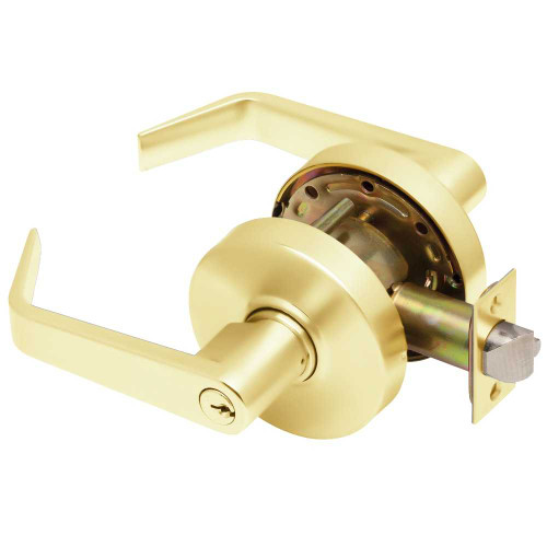 Dexter C2000-STRM-R-605-KDC Grade 2 Storeroom Cylindrical Lock Non-Clutching Regular Lever 3 Rose Diameter Conventional Cylinder Bright Brass Finish Non-Handed C2000-STRM-R-605-KDC