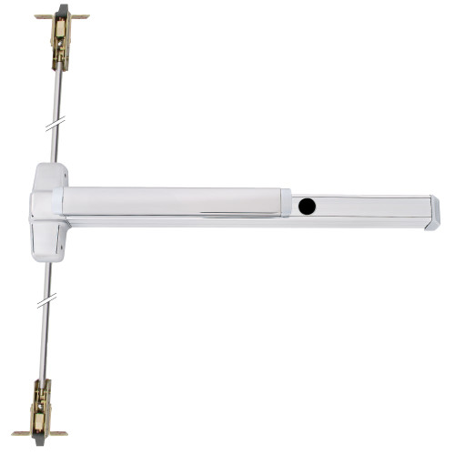 Von Duprin CD9947L-01 4 26D LHR Grade 1 Concealed Vertical Rod Exit Bar Wide Stile Pushpad 48 Device 80 to 100 Door Height Classroom Function 01 Lever with Escutcheon Cylinder Dogging Less Cylinder Satin Chrome Finish Field Reversible