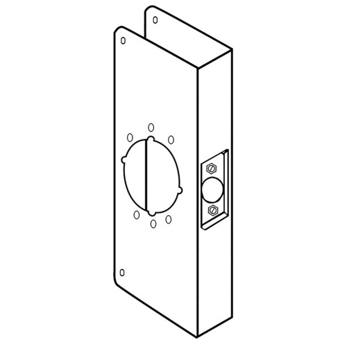 Don Jo 12-PB-2-CW Wrap Around Plate 22 Gauge Steel 5-1/8 by 12 2-1/8 Hole for Cylindrical Lever Lock for 1-3/4 Door with 2-3/4 Backset Bright Brass Finish 12-PB-2-CW