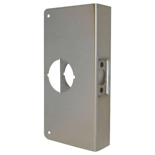 Don Jo 12-S-CW Wrap Around Plate 22 Gauge Stainless Steel 5-1/8 by 12 2-1/8 Hole for Cylindrical Lock for 1-3/4 Door with 2-3/4 Backset Satin Stainless Steel Finish 12-S-CW