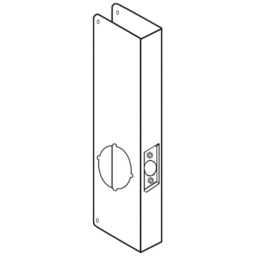 Don Jo 14-PB-2-CW Wrap Around Plate 22 Gauge Steel 5 by 14 2-1/8 Hole for Converting from Simplex 1000 or Alarm Lock to Cylindrical Lever Lock for 1-3/4 Door with 2-3/4 Backset Bright Brass Finish 14-PB-2-CW