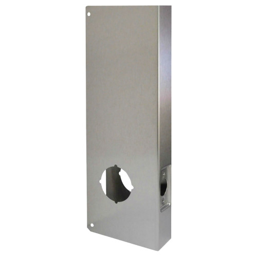 Don Jo 14-S-CW Wrap Around Plate 22 Gauge Stainless Steel 5 by 14 2-1/8 Hole for Converting from Simplex 1000 or Alarm Lock to Cylindrical Lock for 1-3/4 Door with 2-3/4 Backset Satin Stainless Steel Finish