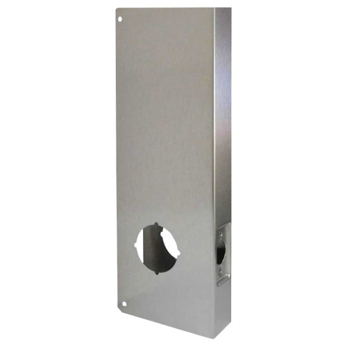 Don Jo 14-S-CW Wrap Around Plate 22 Gauge Stainless Steel 5 by 14 2-1/8 Hole for Converting from Simplex 1000 or Alarm Lock to Cylindrical Lock for 1-3/4 Door with 2-3/4 Backset Satin Stainless Steel Finish 14-S-CW