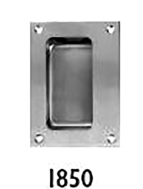 Don Jo 1850-630 Flush Cup Pull 3-1/2 by 4-3/4 Outside Dimensions 2 by 3-1/2 Grip Opening by 3/4 Deep Fasteners Are 4 Each No 8 by 3/4 SMS Satin Stainless Steel Finish