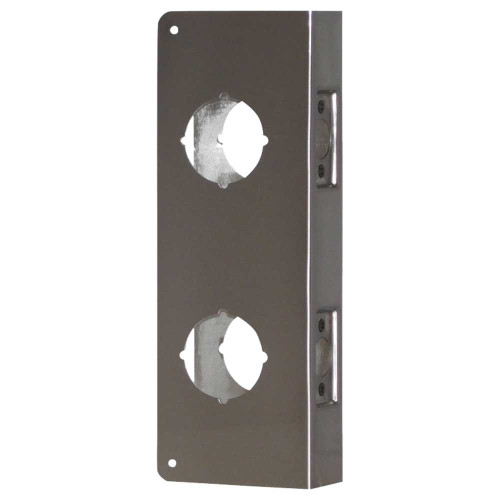Don Jo 256-S-CW Wrap Around Plate for Double Locks with 5-1/2 Center 22 Gauge Stainless Steel 4 by 12 2-1/8 Holes for Deadbolt and for Cylindrical Lock for 1-3/4 Door with 2-3/8 Backset Satin Stainless Steel Finish 256-S-CW