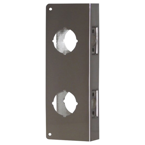 Don Jo 258-S-CW Wrap Around Plate for Double Locks with 5-1/2 Center 22 Gauge Stainless Steel 4-1/4 by 12 2-1/8 Holes for Deadbolt and for Cylindrical Lock for 1-3/4 Door with 2-3/4 Backset Satin Stainless Steel Finish