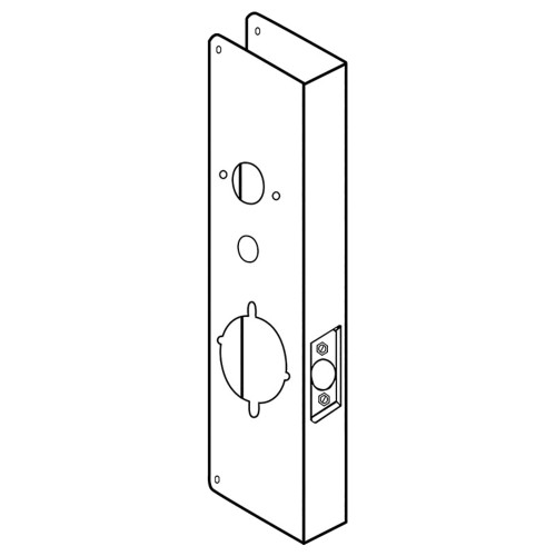 Don Jo 27-PB-CW Wrap Around Plate 22 Gauge Steel 5 by 15 for Alarm Lock Trilogy Cylindrical Lock for 1-3/4 Door with 2-3/4 Backset Bright Brass Finish