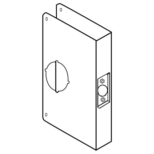 Don Jo 55-PB-CW Wrap Around Plate 22 Gauge Steel 6-1/2 by 9 2-1/8 Hole for Cylindrical Lock Extended Backset for 1-3/4 Door with 5 Backset Bright Brass Finish