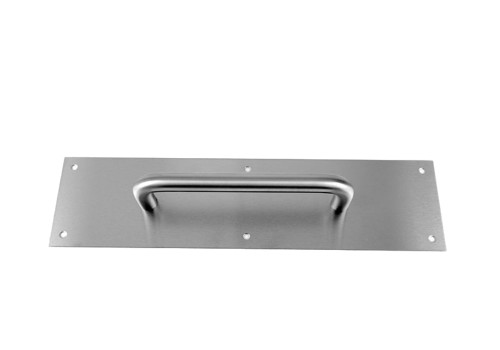 Don Jo 7116-628 Pull Plate 050 by 4 by 16 with 8 CTC Pull 3/4 Diameter 8-3/4 Overall 2-1/4 Projection 1-1/2 Clearance Satin Aluminum Clear Anodized Finish 7116-628