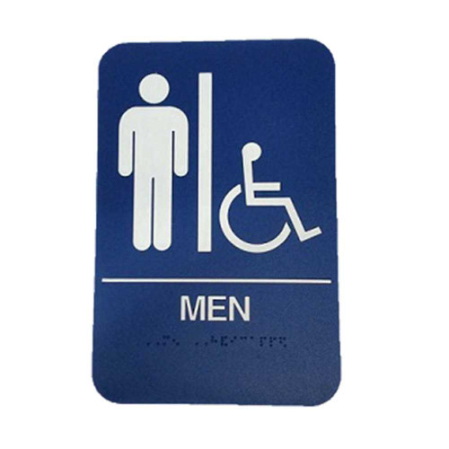 Don Jo HS-9070-01 ADA Sign Men/Handicap Rectangle 6 Wide by 9 High Raised Lettering White on Blue HS-9070-01