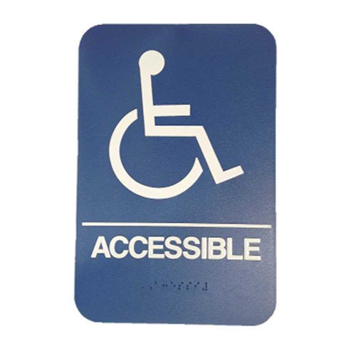 Don Jo HS-9070-06 ADA Sign Handicap/Accessible Rectangle 6 Wide by 9 High Raised Lettering White on Blue HS-9070-06