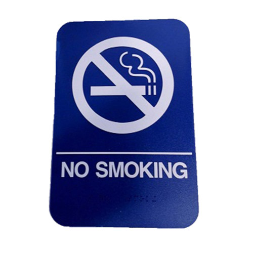 Don Jo HS-9070-22 ADA Sign No Smoking Rectangle 6 Wide by 9 High Raised Lettering White on Blue