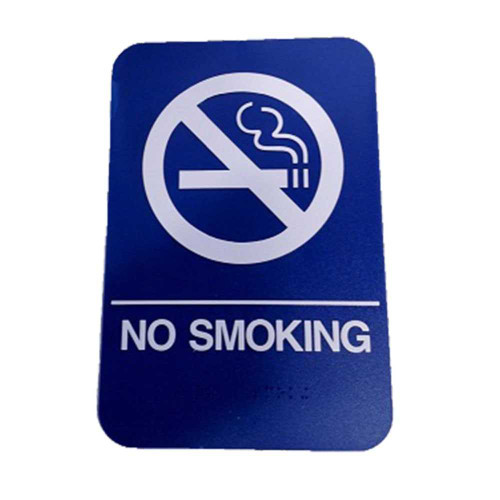 Don Jo HS-9070-22 ADA Sign No Smoking Rectangle 6 Wide by 9 High Raised Lettering White on Blue HS-9070-22