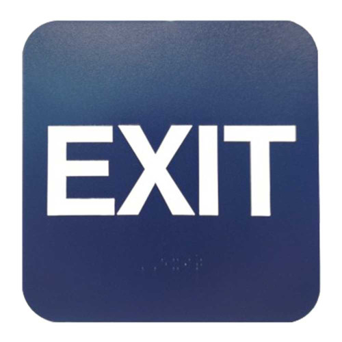 Don Jo HS-9070-35 ADA Sign Exit Rectangle 6 Wide by 6 High Raised Lettering White on Blue HS-9070-35