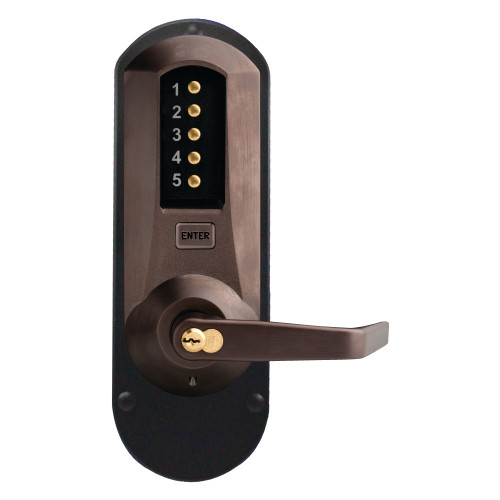 DormaKaba 5010BWL-744-41 Exit Trim Winston Lever 6/7-Pin SFIC Prep Less Core Dark Bronze with Brass Accents
