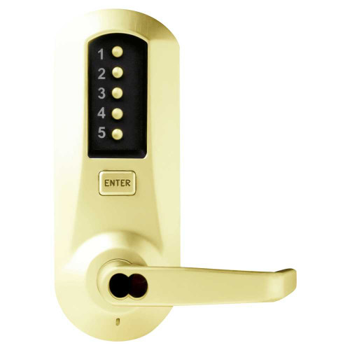 DormaKaba 5021MWL-03-41 Cylindrical Combination Lever Lock 2-3/4 Backset 1/2 Throw Latch Medeco/Yale/ASSA/Abloy LFIC Prep Less Core Bright Brass 5021MWL-03-41