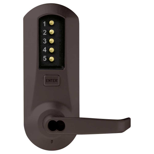 DormaKaba 5021MWL-744-41 Cylindrical Combination Lever Lock 2-3/4 Backset 1/2 Throw Latch Medeco/Yale/ASSA/Abloy LFIC Prep Less Core Dark Bronze with Brass Accents 5021MWL-744-41