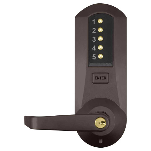 DormaKaba 5021XKWL-744-41 Cylindrical Combination Lever Lock 2-3/4 Backset 1/2 Throw Latch KIL Kaba 90 Keyway Dark Bronze with Brass Accents 5021XKWL-744-41