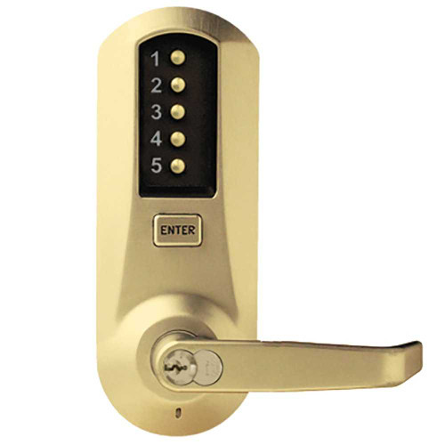 DormaKaba 5041BWL-04-41 Cylindrical Combination Lever Lock Passage 2-3/4 Backset 1/2 Throw Latch 6/7-Pin SFIC Prep Less Core Satin Brass 5041BWL-04-41