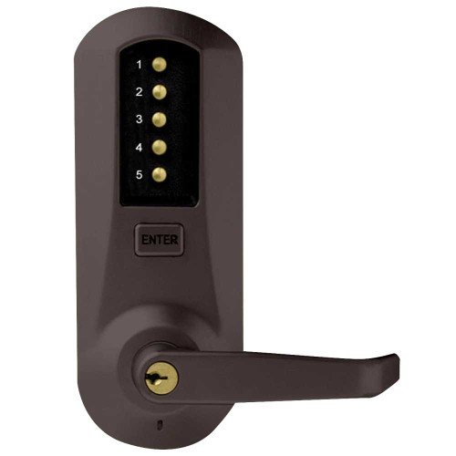 DormaKaba 5041XKWL-744-41 Cylindrical Combination Lever Lock Passage 2-3/4 Backset 1/2 Throw Latch KIL Kaba 90 Keyway Dark Bronze with Brass Accents 5041XKWL-744-41