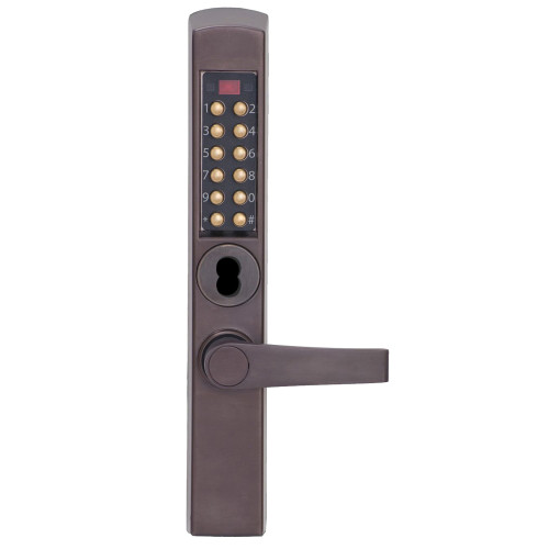 DormaKaba E3065BNL-744-41 E-Plex 3000 for Adams Rite Latches 300 Access Codes 9000 Audit Events 6/7-Pin SFIC Prep Less Core Lever Dark Bronze with Brass Accents