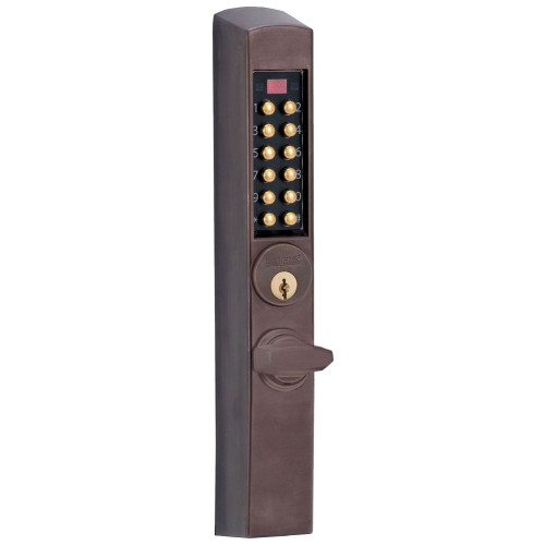 DormaKaba E3065MSNT-744-41 E-Plex 3000 for Adams Rite Latches 300 Access Codes 9000 Audit Events Schlage C Keyway Thumbturn Dark Bronze with Brass Accents